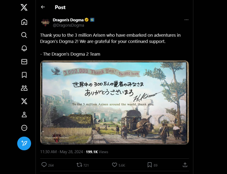 Capcom anuncia e agradece no Twitter pelas 3 milhões de cópias de DD2