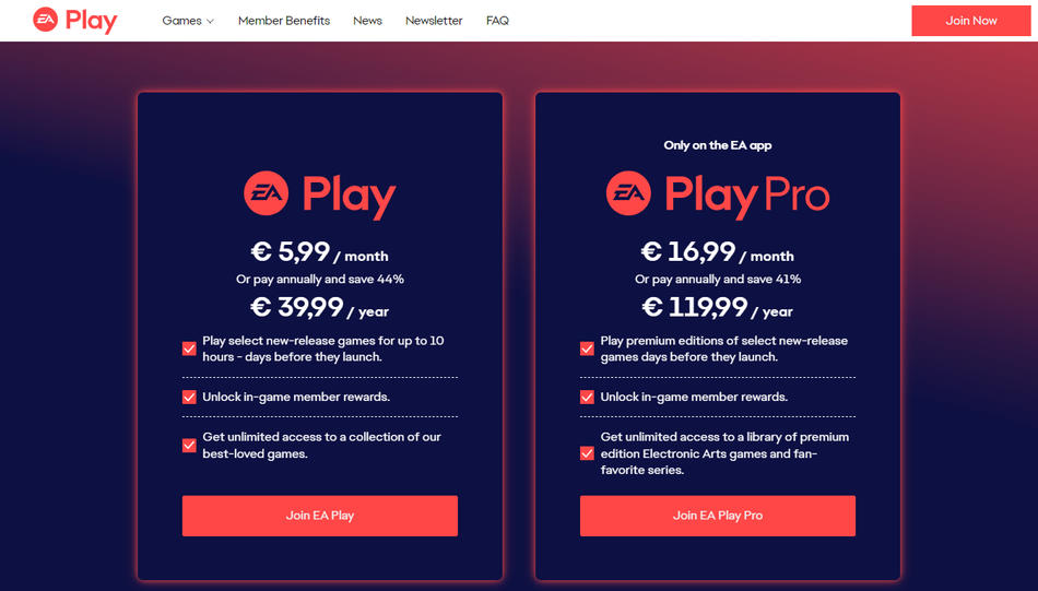 EA Play Standard e Pro, os novos preços