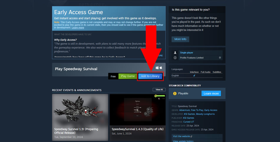 Como adicionar Speedway Survival à biblioteca do Steam