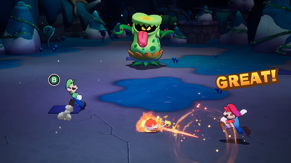 Mario & Luigi: Brothership mostrar Ataque de Irmãos contra um chefe