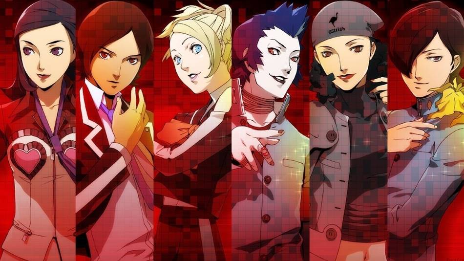 Persona elenco principal de Persona 2 Innocent Sin: Maya, Tatsuya, Lisa, Eikichi, Yukino, Jun