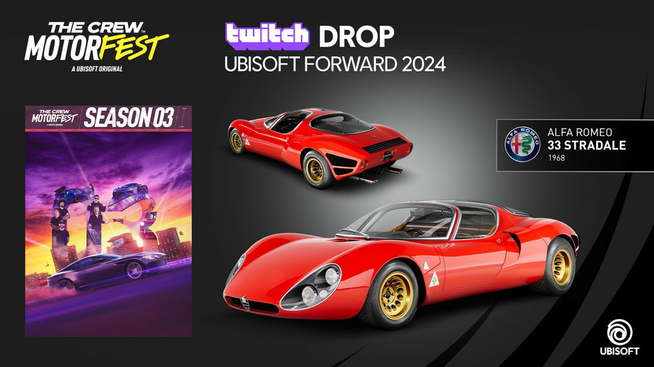 Alfa Romeo 33 Stradale 1968 recompensa Twitch Drop para Ubisoft Forward