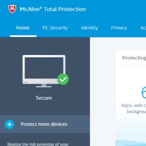 McAfee Internet Security 2019 painel de bordo